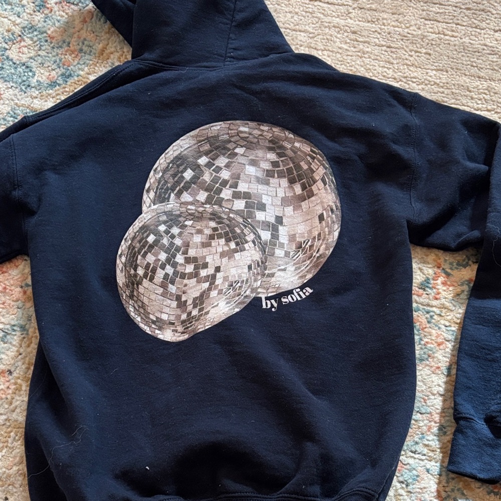 Black Hoodie with Disco Ball Design